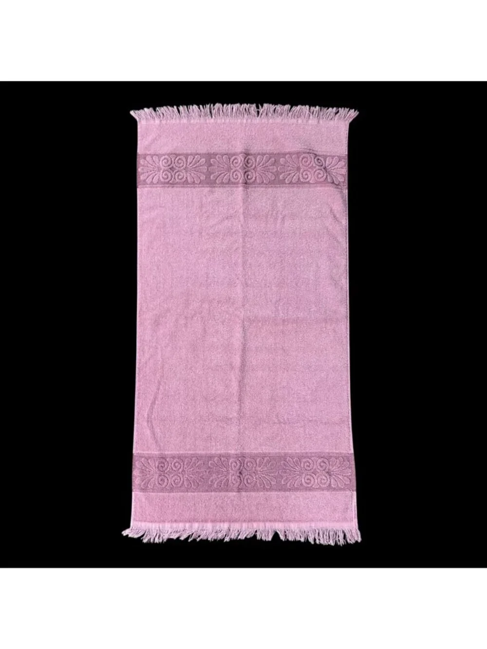 Vintage Bath Towel Cannon Monticello USA Pink Seashells 1980s Sculpted Retro